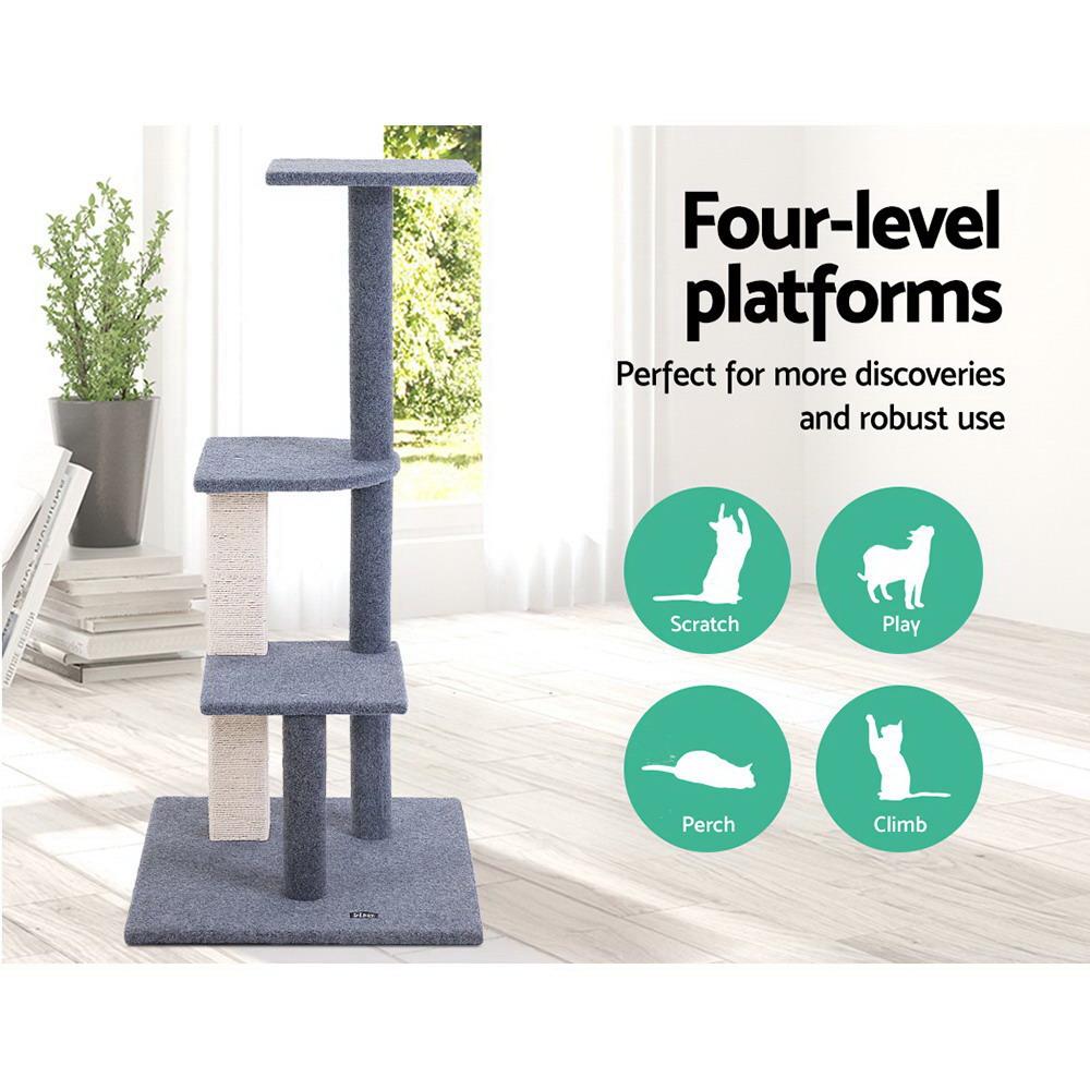 i.Pet Cat Tree 124cm Scratching Post Tower Scratcher Trees Wood Condo