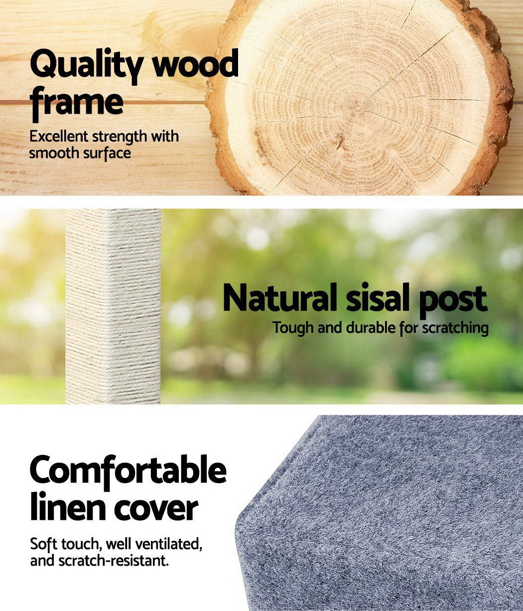 i.Pet Cat Tree 124cm Scratching Post Tower Scratcher Trees Wood Condo