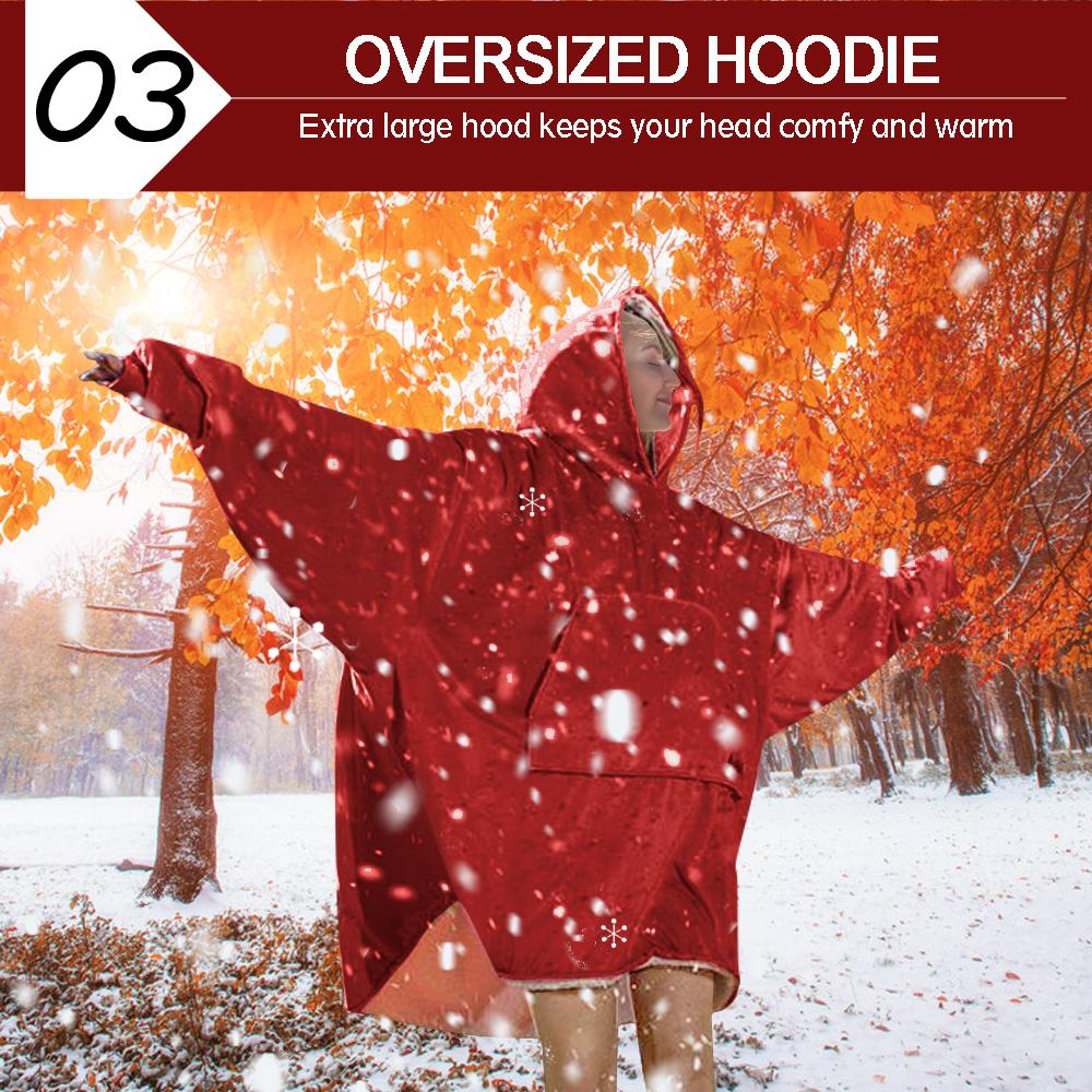 Oversized Hoodie Blanket – Reversible Fleece Wearable Warmth