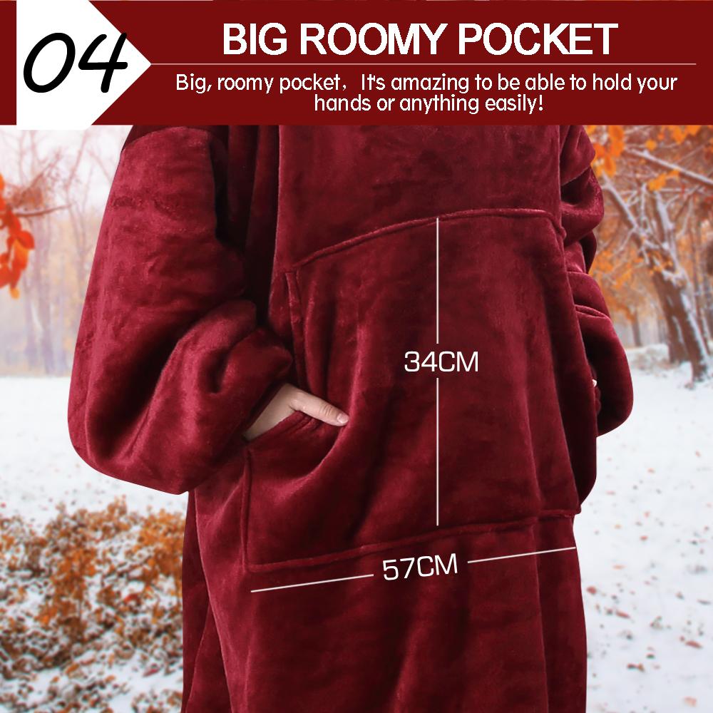 Oversized Hoodie Blanket – Reversible Fleece Wearable Warmth