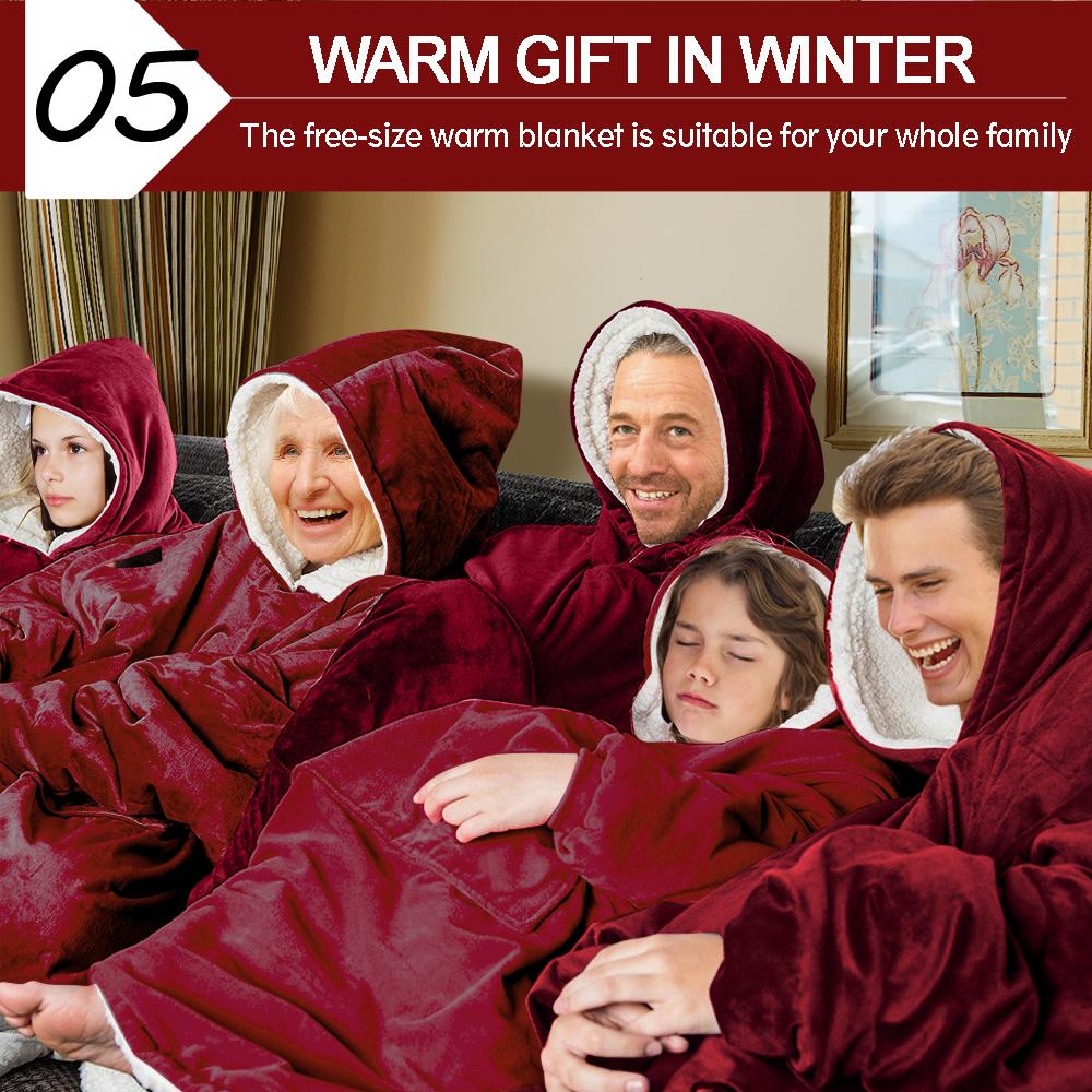 Oversized Hoodie Blanket – Reversible Fleece Wearable Warmth