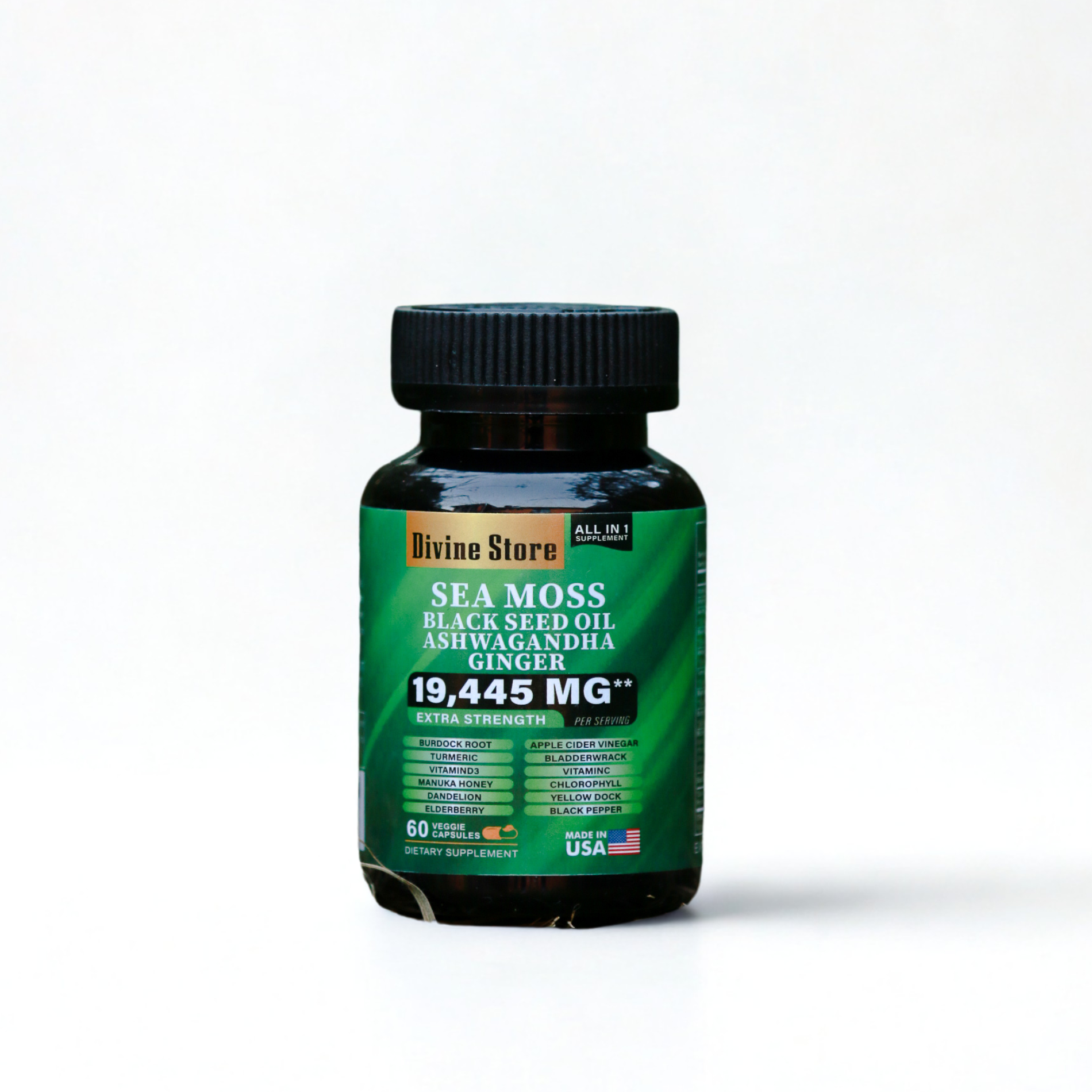Sea Moss Black Seed Oil Ashwagandha Ginger Capsules – Energy, Stress, Immunity