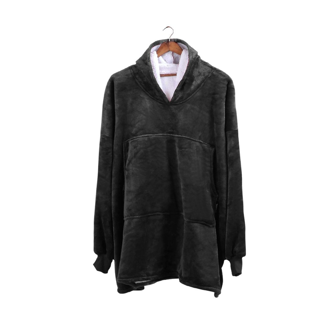 2 Pcs DreamZ Plush Fleece Sherpa Hoodie Sweatshirt Huggle Blanket
