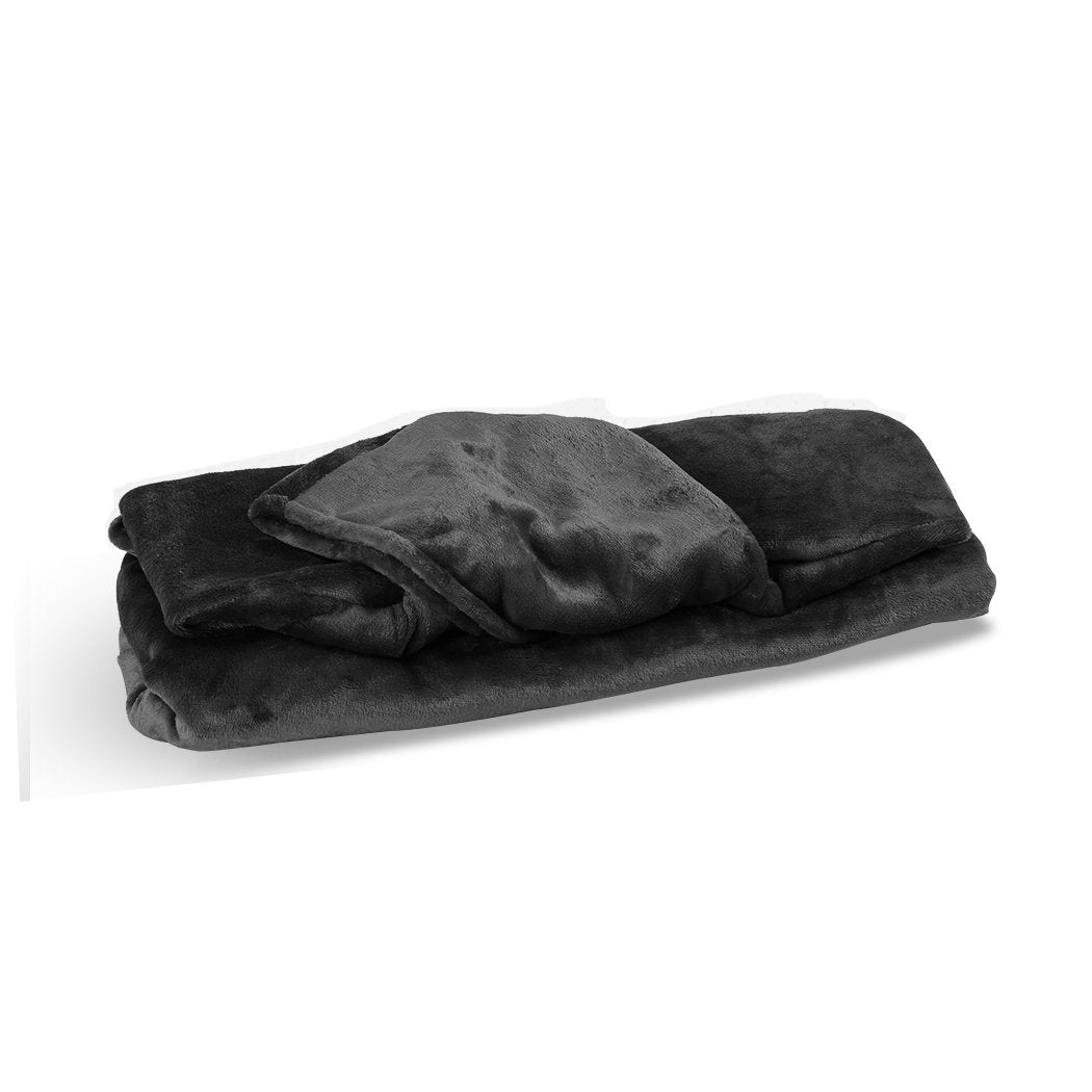 2 Pcs DreamZ Plush Fleece Sherpa Hoodie Sweatshirt Huggle Blanket