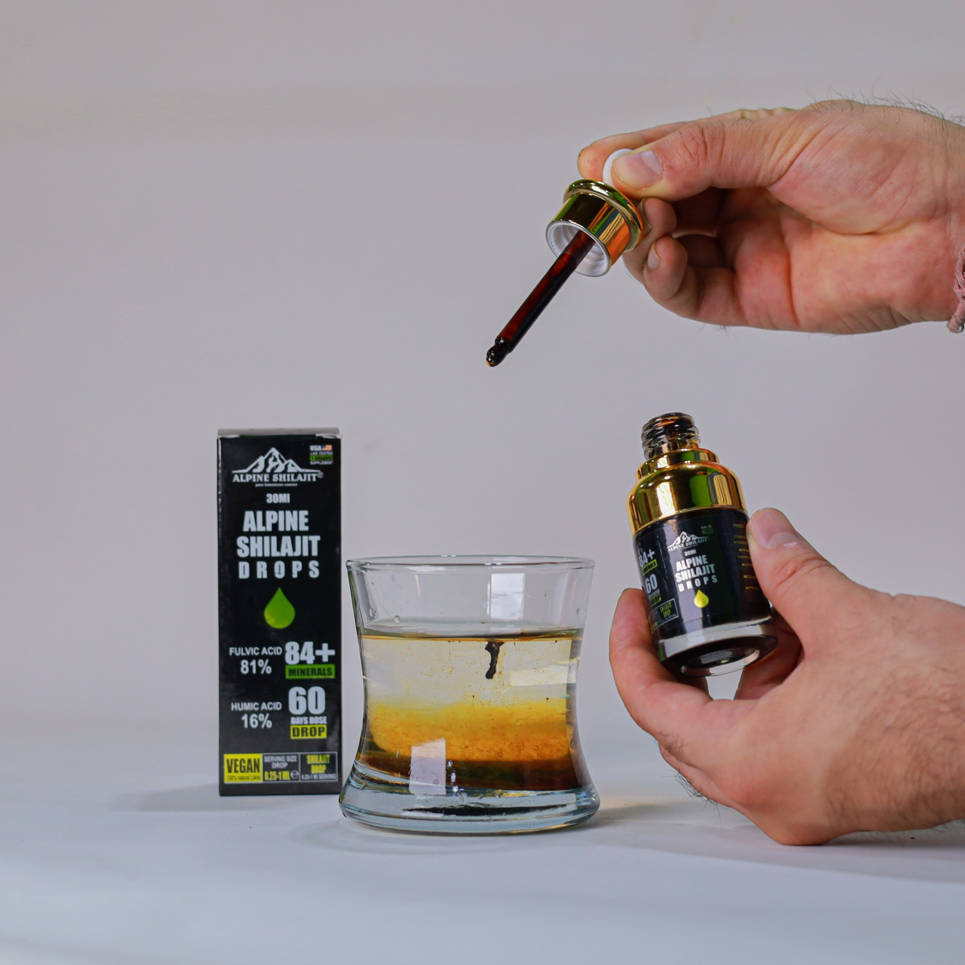 Alpine Himalayan Shilajit Drops Gold Grade 30ml Sun-Dried 85+ Minerals 70% Fulvi