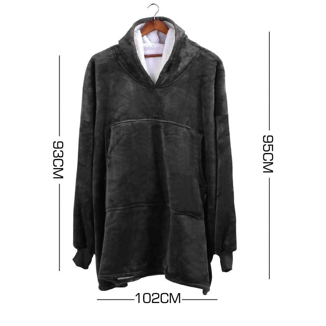 2 Pcs DreamZ Plush Fleece Sherpa Hoodie Sweatshirt Huggle Blanket