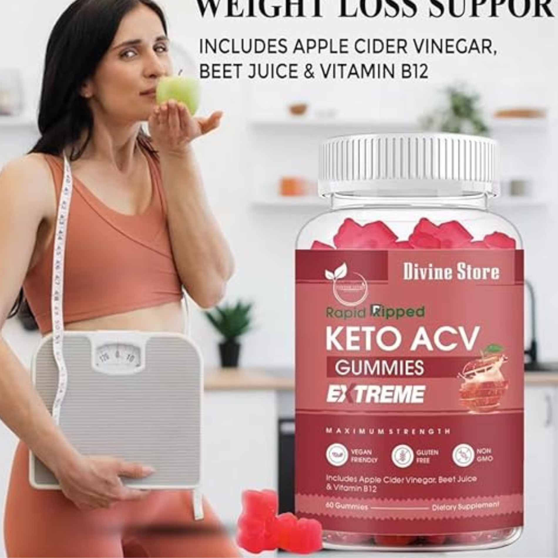 Apple Cider Vinegar Gummies Sugar-Free Keto – Weight Loss, Detox & Digestion