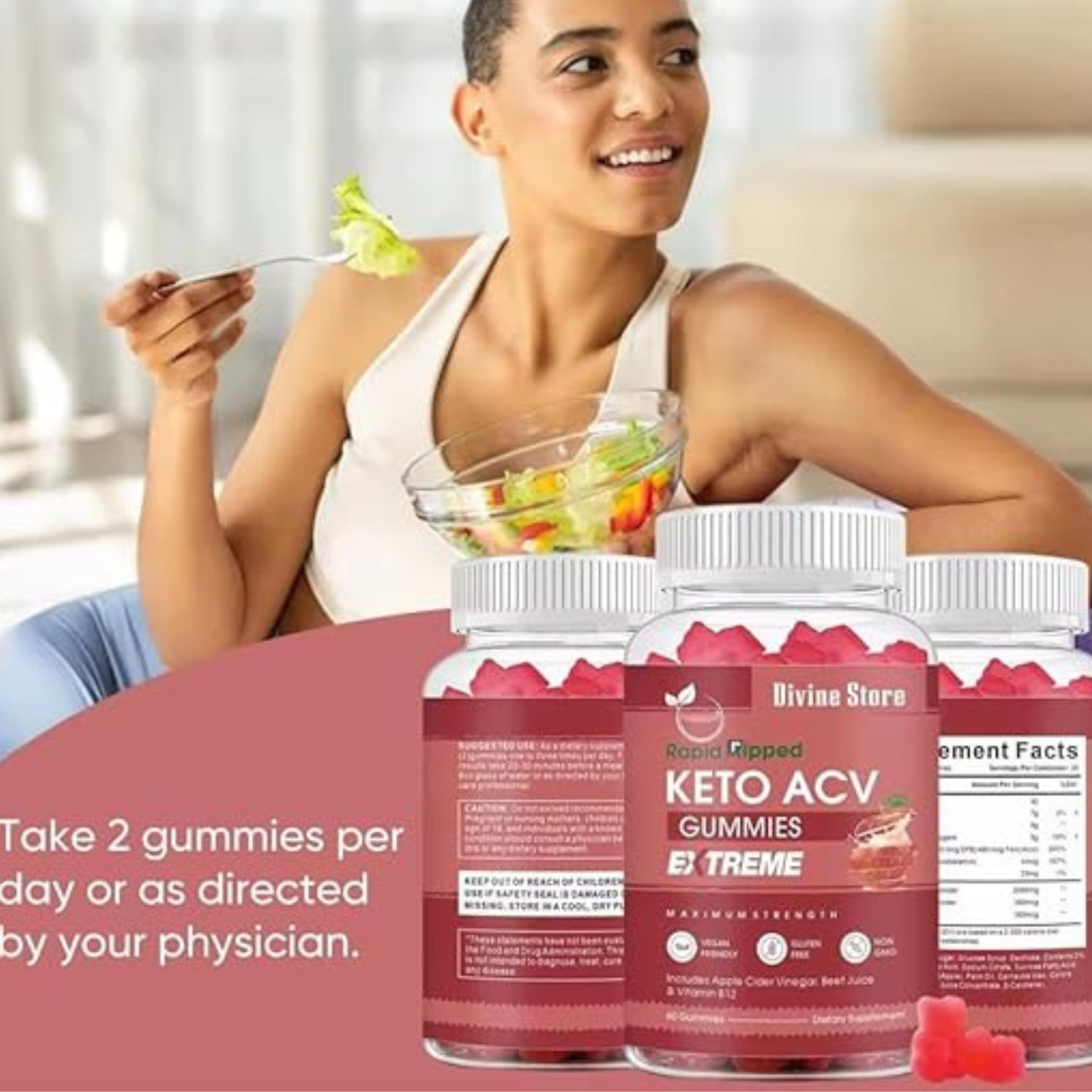 Apple Cider Vinegar Gummies Sugar-Free Keto – Weight Loss, Detox & Digestion