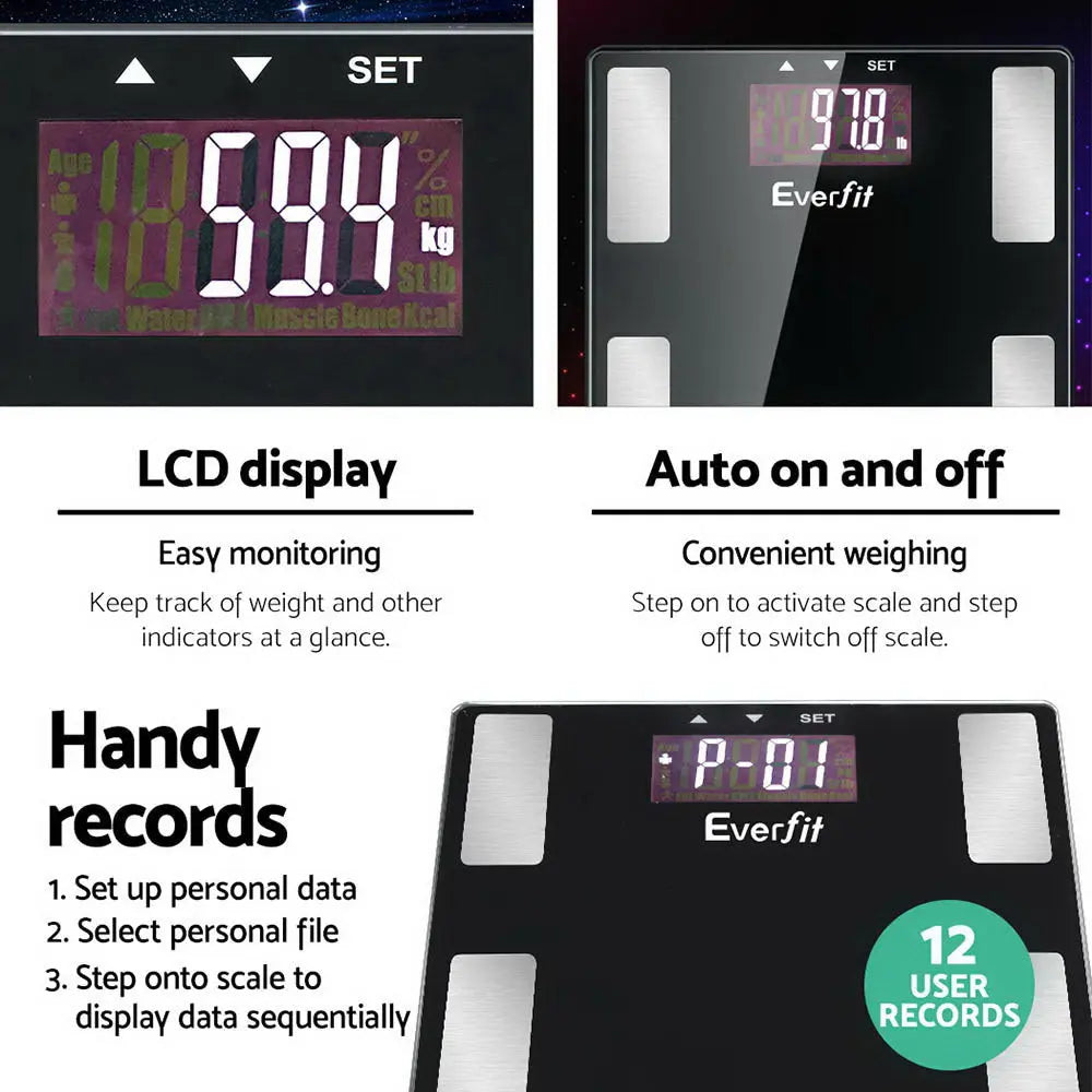 Everfit Bathroom Scales Digital Body Fat Scale 180KG Electronic