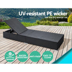 Gardeon Sun Lounge Wicker Lounger Outdoor Furniture Rattan Garden Day