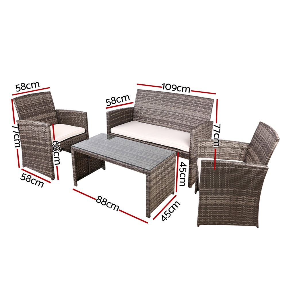 Gardeon Garden Furniture Outdoor Lounge Setting Wicker Sofa Set