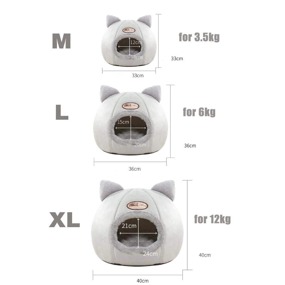 Cozy 2-in-1 Pet Home with Ears – Soft Cat House & Small Dog Bed