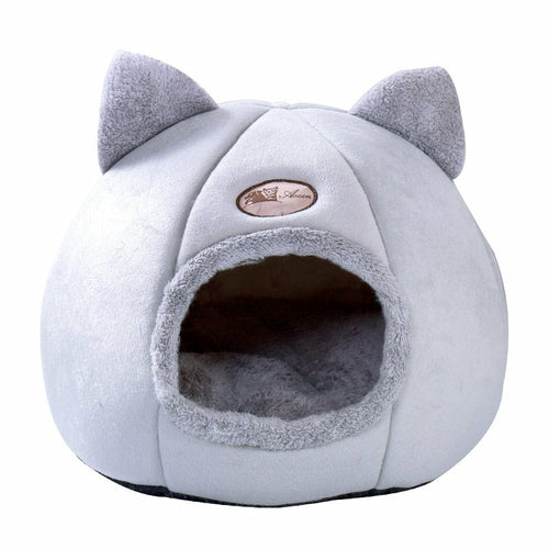 Cozy 2-in-1 Pet Home with Ears – Soft Cat House & Small Dog Bed