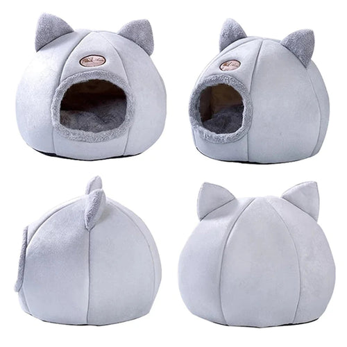 Cozy 2-in-1 Pet Home with Ears – Soft Cat House & Small Dog Bed