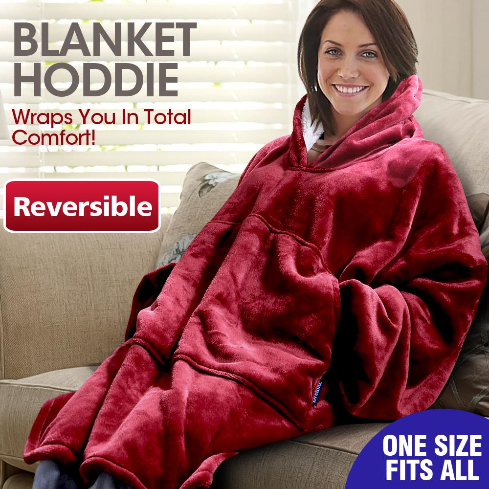 Oversized Hoodie Blanket – Reversible Fleece Wearable Warmth
