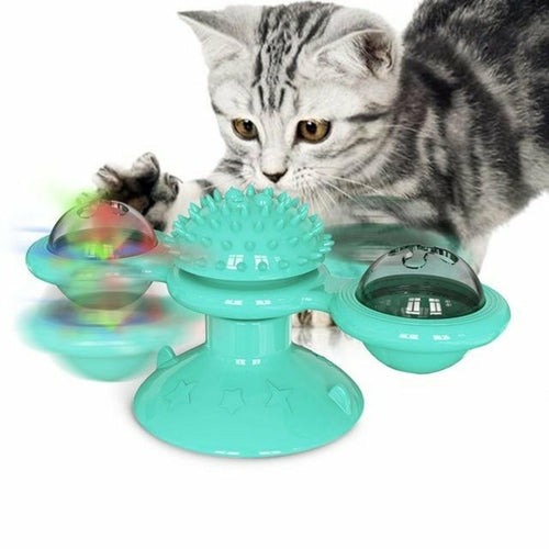 Cats Whirling LED Balls – Suction Cup Spinning Cat Toy with Catnip