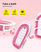 Baby Bath Tub Infant Toddlers Foldable Bathtub Folding Safety Bathing