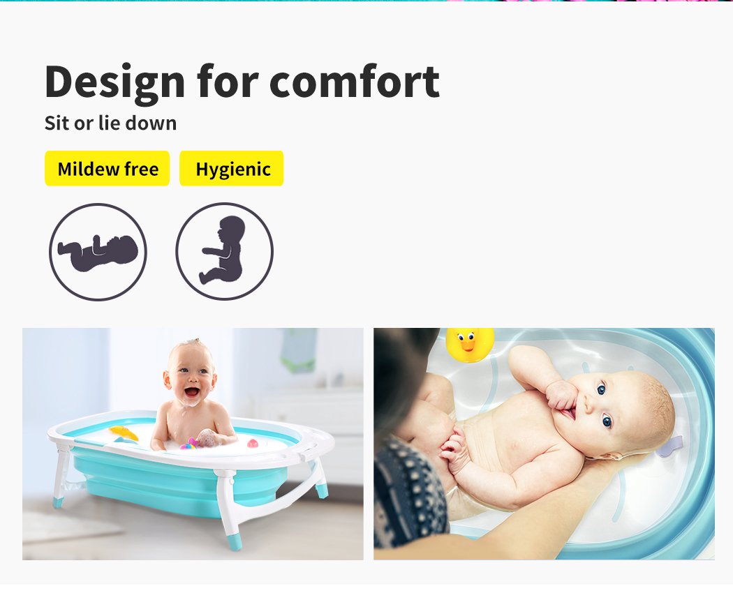 Baby Bath Tub Infant Toddlers Foldable Bathtub Folding Safety Bathing